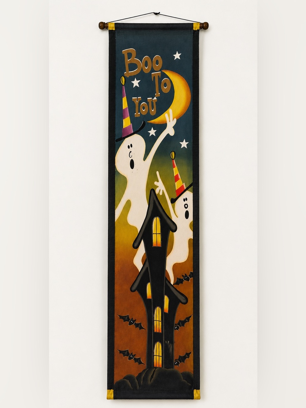 Large Halloween Boo To You Ghost Haunted House Wall Hanging 59.5” Tall